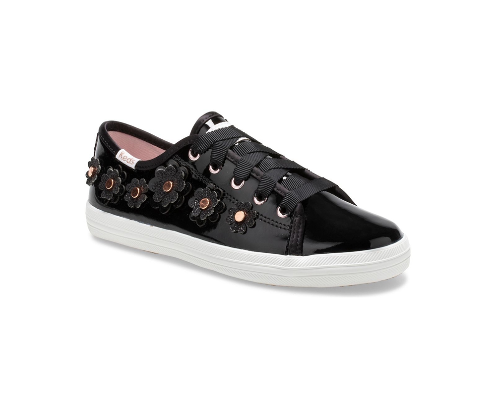 Zapatillas Keds Niños Negras - Kate Spade New York Kickstart Patent Cuero - 397-IYGQCW